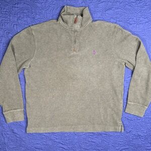 Polo Ralph Lauren Men's Gray Quarter Zip‎ Pullover Sweatshirt Size M